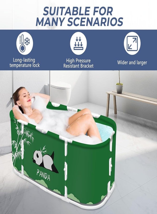 Valajogi Portable Foldable Adult Bathtub for Home, Large Plastic Soaking Tub with Drain Pipe, Freestanding Spa Bath Tub for Hot & Cold Bath, Balcony & Small Bathroom Use (Panda) - Image 3